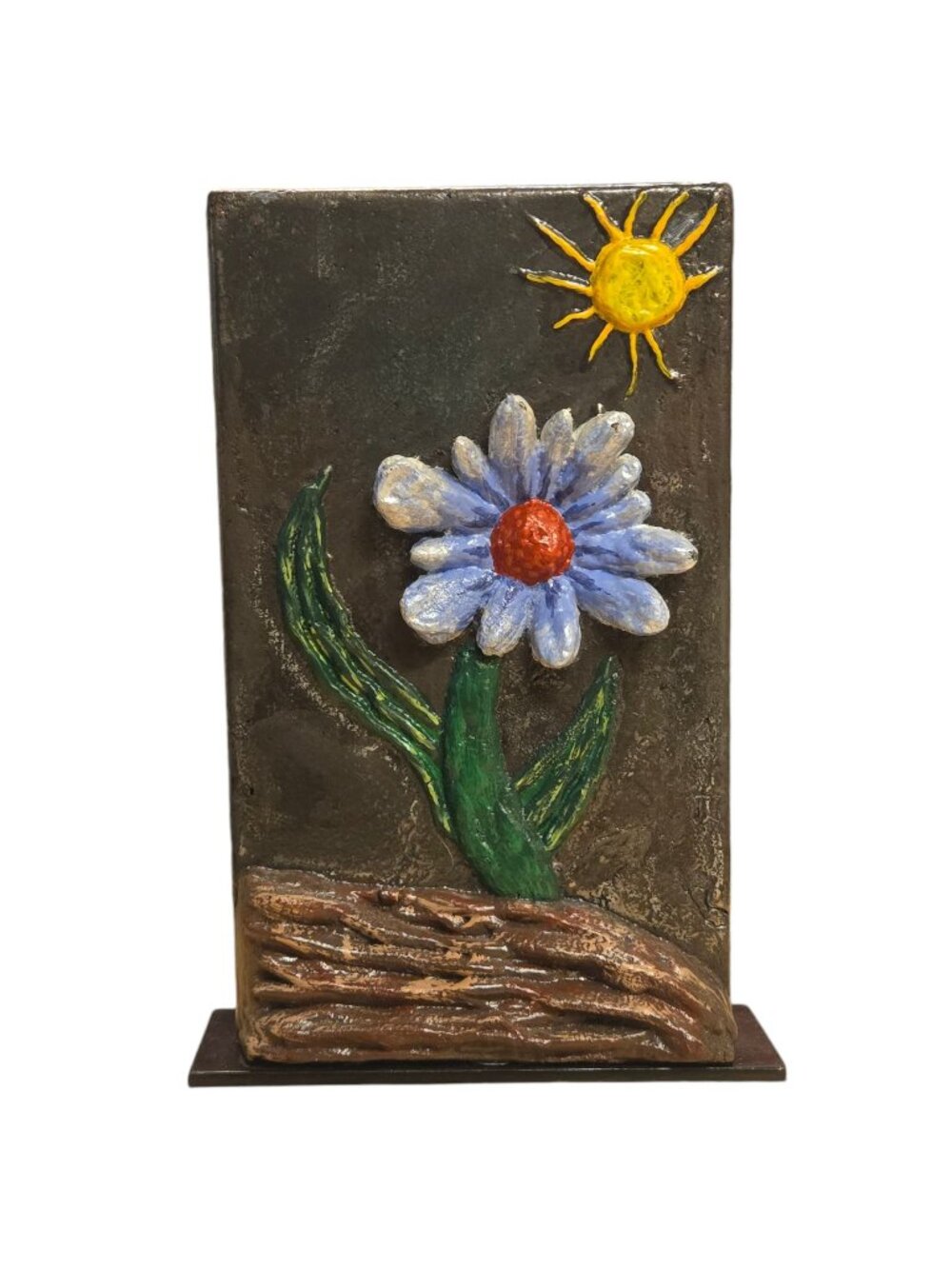 Flower Sculpture Metal Modern Art Dark Cottage Home Decor Floral Statue OOAK